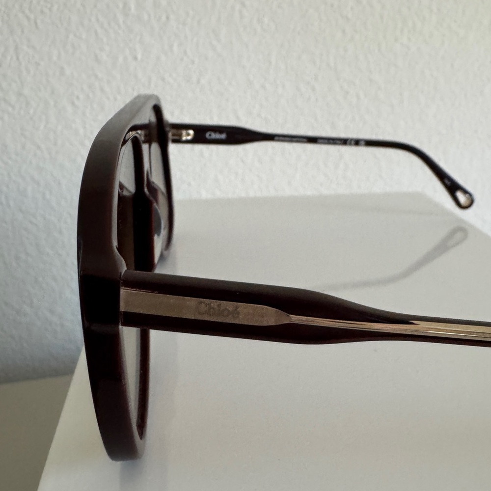 Chloe Dannie Brown Burgundy Gradient Aviator Sunglasses CH0128S NWOT - RARE - Picture 11 of 14